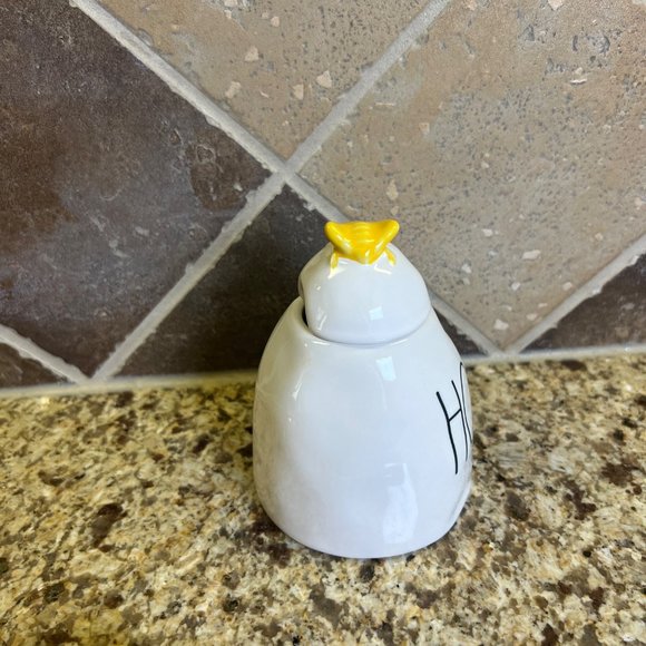 Rae Dunn HONEY Pot w Wooden Dipper Honey Jar Yellow Honey Bee Artisan Collection - Picture 6 of 8